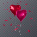 Vector illustration of red balloons shape of heart. Happy Valentines Day