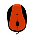 Illustration of red and black wired computer mouse, ideal for tech or office-themed designs. Royalty Free Stock Photo