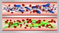 Illustration of Red blood cells and bacteria in a Royalty Free Stock Photo