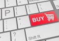 Illustration of a  red buy button on a modern white keyboard Royalty Free Stock Photo