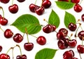 Illustration of red cherries pattern on white background.