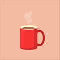 Illustration of red coffee mug with steam. Vector image of coffee cup. EPS10 compatible Royalty Free Stock Photo