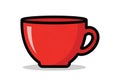Illustration of a red cup with a black outline. The cup has a simple, rounded shape with a Royalty Free Stock Photo