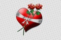 A Big Heart with Two Roses Pop Art! Royalty Free Stock Photo