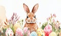 Illustration of red Easter bunny in watercolor style close-up on white background. Generated by artificial intelligence. Royalty Free Stock Photo