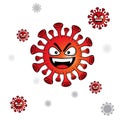 Illustration of the red evil covid-19 coronavirus.