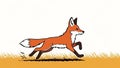 Illustration of a red fox Vulpes vulpes in a dynamic running pose Royalty Free Stock Photo