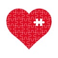 Illustration of a red heart made with puzzles on a white background Royalty Free Stock Photo