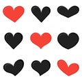 Illustration with a red and black heart. Vector illustration.