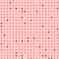 Illustration of red hearts on a pink background.