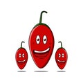 Illustration of a red, hot and spicy chilli cartoon