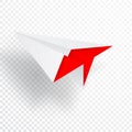 Illustration of red origami paper airplane on white background Royalty Free Stock Photo