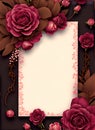 Wedding invitation floral frame red and pink roses and leaves theme. Royalty Free Stock Photo