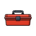 Red toolbox storage container with handle on transparent background AI Generated Royalty Free Stock Photo