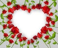 Illustration of heart set of red roses Royalty Free Stock Photo