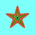 Colorful cartoon starfish vector illustration on blue background Royalty Free Stock Photo