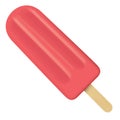 Illustration of a red stick ice cream, strawberry popsicle stick. Ideal for catalogs, informational and institutional