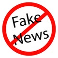 Illustration of a red stop Fake News sign