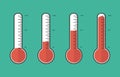 Illustration of red thermometers with different levels, flat sty Royalty Free Stock Photo