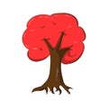 Illustration of a red tree in autumn