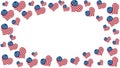 Illustration red, white and blue USA flag hearts pattern background Royalty Free Stock Photo