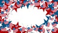 Illustration red, white and blue USA flag hearts and stars background Royalty Free Stock Photo