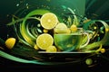 Abstract beautiful background in green shades. A rhythmic composition of abstract shapes and lines. Tea break time