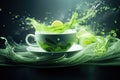 Abstract beautiful background in green shades. A rhythmic composition of abstract shapes and lines. Tea break time