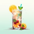 Fresh Raspberry Lemonade in Glass with Mint