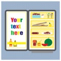 Illustration with refrigerator with food