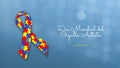Illustration related to autism, disease written in spanish with the text World Autism Awareness Day June 18. Colorful. Copy space