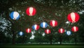 An Illustration Of A Remarkable Display Of Red, White And Blue Paper Lanterns Royalty Free Stock Photo