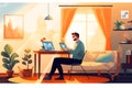 remote worker in home office setup, Royalty Free Stock Photo