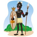 African indigenous African culture warrior holding spear and shield
