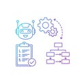 Vector art of automation process illustration depicting robot, gears, checklist, and flowchart for streamlined workflow Royalty Free Stock Photo