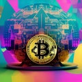Illustration representing Bitcoin, created via AI Art Generation