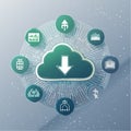 Centralized Cloud Data Download and Services Royalty Free Stock Photo