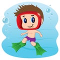 Illustration representing Child practicing diving, swimming or aquatic tourism