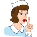 Illustration representing nurse brunette woman making silence sign. Ideal for catalogs Royalty Free Stock Photo