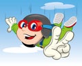 Illustration represents a boy child, jumping with a parachute Royalty Free Stock Photo