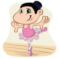 Illustration represents child caucasian girl bathing ballet