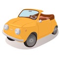 Cheerful illustration of a yellow retro convertible car