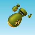 Nuclear bombs attack on blue Royalty Free Stock Photo