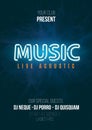 Illustration of Retro Disco 80s Neon Poster Music Live Acoustic Royalty Free Stock Photo