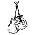 Illustration of retro style boxing gloves. Design element for logo, label, sign, emblem. Royalty Free Stock Photo