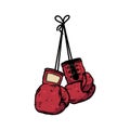 Illustration of retro style boxing gloves. Design element for logo, label, sign, emblem. Royalty Free Stock Photo