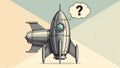 Rocket Question Mark Retro Spacecraft Startup Concept Royalty Free Stock Photo