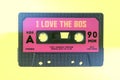 Cassette tape text vaporwave love 80s Royalty Free Stock Photo