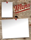 Illustration of menu sign poster with old aged wood grain