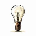 Imaginative Illustration Of Old Fashion Light Bulb On White Background